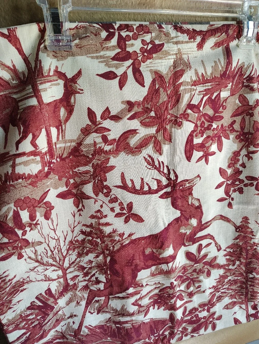 Pottery Barn 24x24 Red Toile Deer Pillow Cover Rustic Woodland Lodge Farmhouse